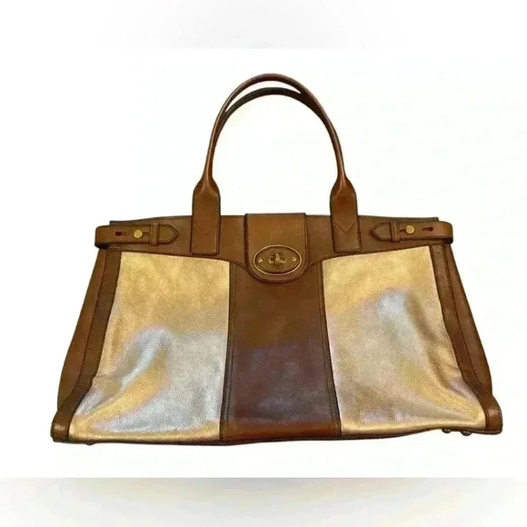 FOSSIL Vintage Reissue Brown Leather Shimmer Rose Gold XL Weekender Duffle Bag - Picture 2 of 12